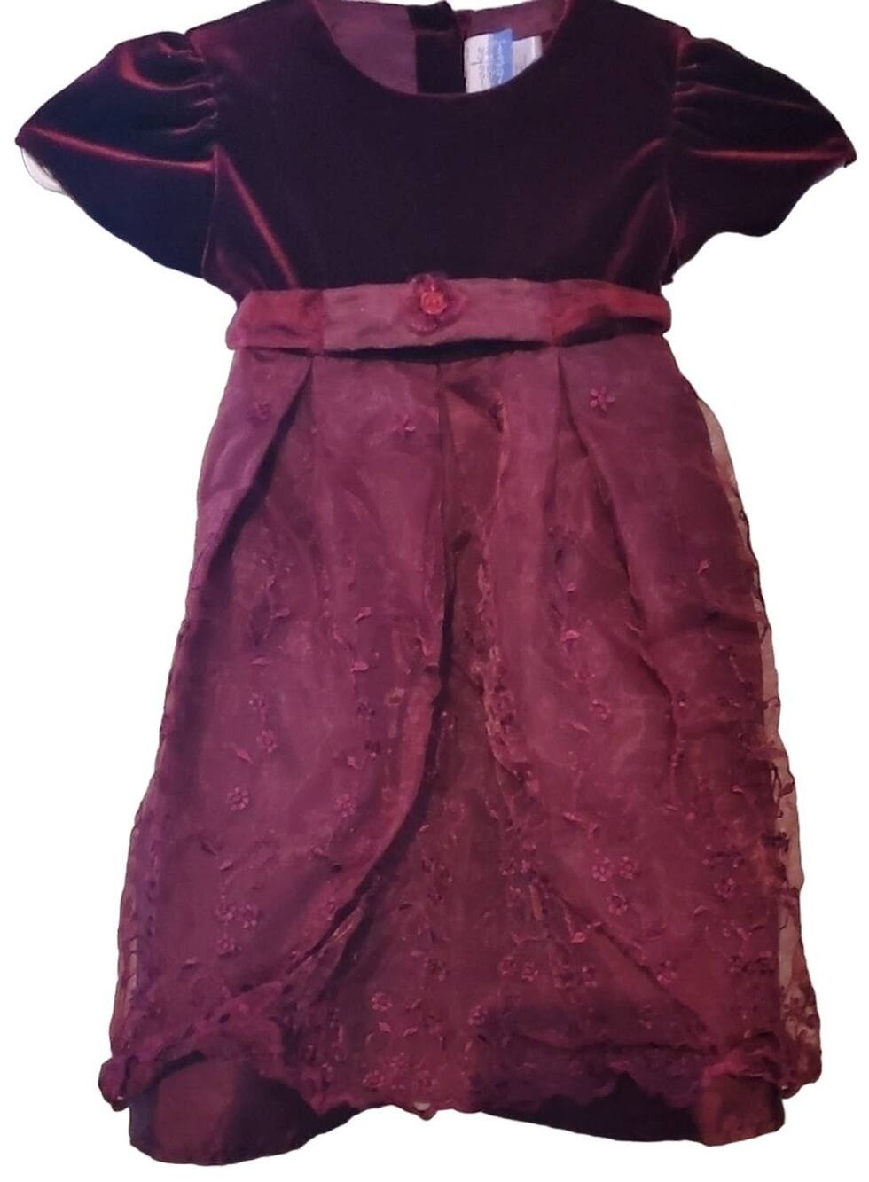 Brooke Lindsay Burgundy Christmas Holiday Party Velour Velvet dress Size 3T